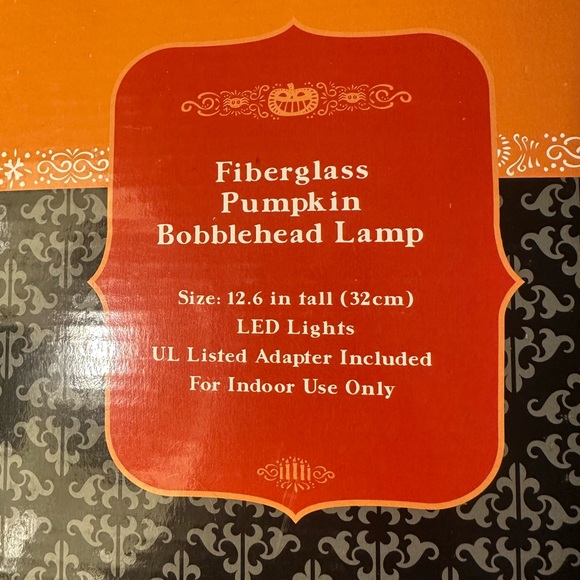 Fiberglass Pumpkin Bobblehead Lamp Halloween LED Sparkley Light DECORATION NIB - Picture 3 of 7